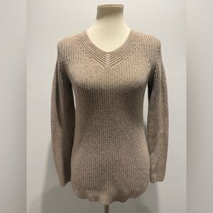 L.L. Bean 100% Cotton Women's V-Neck Sweater - Tan